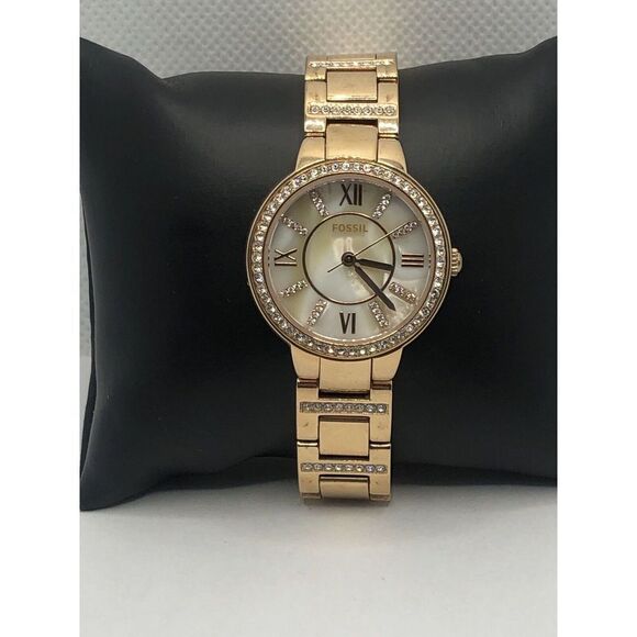 Fossil ES3284 Women's Rose Gold Stainless Steel Analog Silver Dial Watch PQ64 - Picture 1 of 8